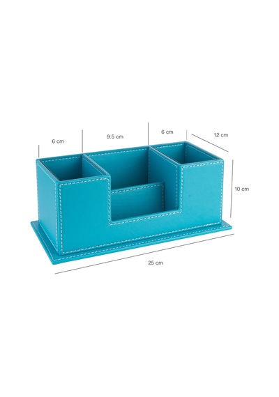 Masaüstü Deri Organizer Kalemlik 4 Gözlü Desktop Organizer Rainbow Vegan 10x12x25 Cm. Turkuaz Turkuaz