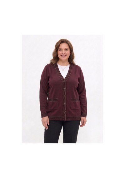 Onno Style Women Bantı Hasır Desenli Çelik Örgü Klasik Triko Ceket Bordo
