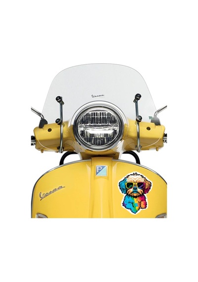 Renkli Cool Köpek Araba, Motorsiklet, Kask, Laptop,cam Sticker 14x12 Cm