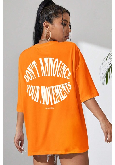 Unisex Dont Baskılı T-shirt Turuncu