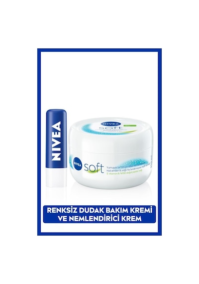 Nivea Care Renksiz Dudak Bakım Kremi 4.8 G + El Yüz Vücut Soft Nemlendirici Bakım Kremi 300 ML