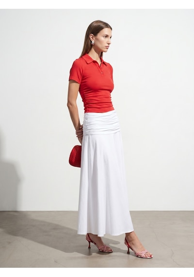 Dilvin 32614 Polo Yaka Top-kırmızı