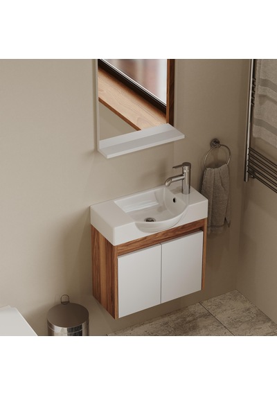 Aqua Bagno Minizia Banyo Dolabı 55 X 32 Cm. Doğal Ceviz -beyaz ,lavabo Dahil Abs.50.35.06.03 Ceviz - Beyaz Aqua Bagno Minizia Banyo Dolabı 55 X 32 Cm. Doğal Ceviz -beyaz ,lavabo Dahil Abs.50.35.06.03 Ceviz - Beyaz
