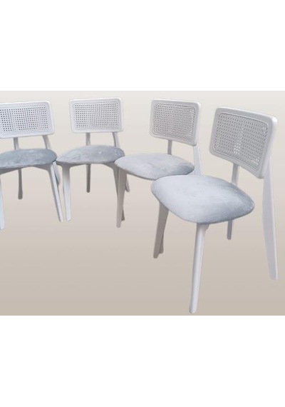 Sandalye Zia Modern Tarz 90407 Doğal Hasır Kaplama Kayın Gövde 4 Adet El Yapımı