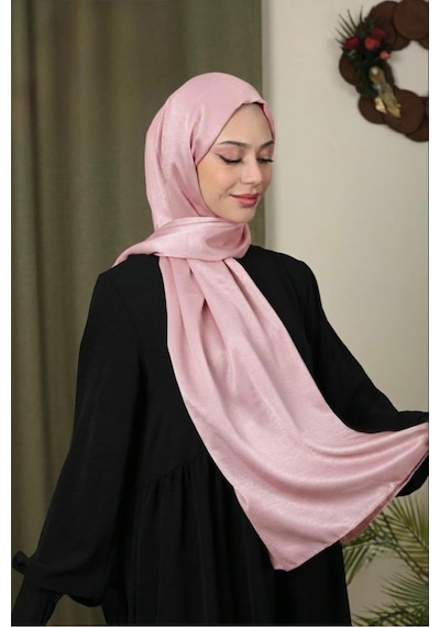 Flora Tekstil Abiye Parlak Bambu İpek Şal Pembe
