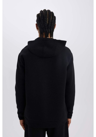 DeFactoFit Standart Fit Kapüşonlu Kapitoneli Sporcu Sweatshirt D0752AX24AUBK81