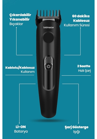 Goldmaster Idol 11-in-1 Hızlı Şarjlı Erkek Bakım Seti