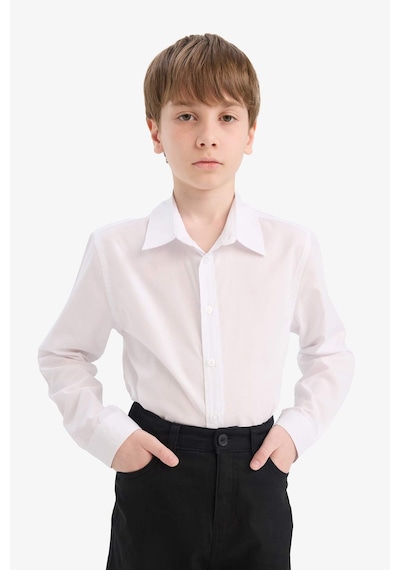 Defacto Erkek Çocuk Polo Yaka Poplin Uzun Kollu Gömlek Y1302a625auwt36 Beyaz