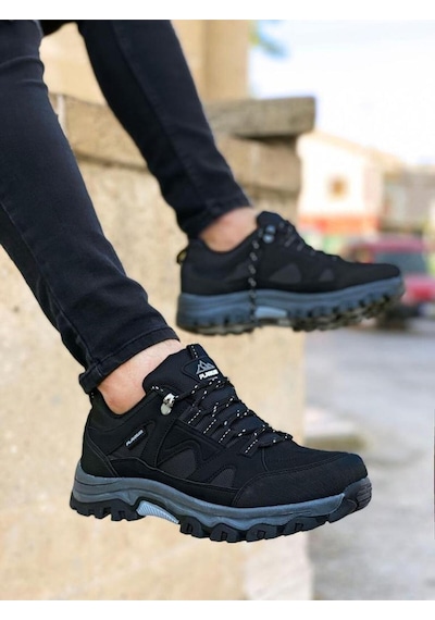 Erkek Siyah Gümüş Trekking Kısa Bot Outdoor Ortopedik Ayakkabı 405 Siyah - Gümüş