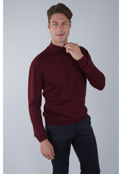 Bisse Erkek Yün Basic Yarım Balıkçı Yaka Triko Bordo Tr23knos23210 D25 Bordo