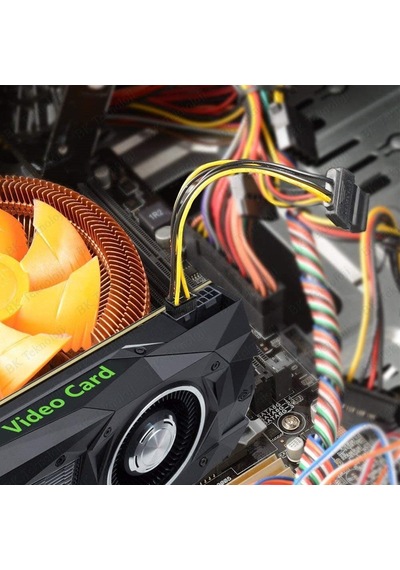 Sata 15-Pin To 6-Pin Pci Express Ekran Kartı Çevirici Güç Kablosu