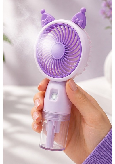 Buhar Üflemeli 3 Modlu Şarjlı El Fanı Seyahat Masaüstü Vantilatör Taşınabilir Mini Fan Mor F830
