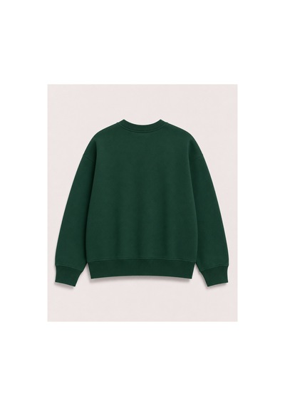 Herkesemoda Çiçek Baskılı 2 İplik Şardonlu Bisiklet Yaka Sweatshirt Yeşil