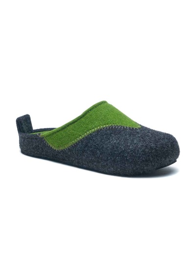 Comfortfusse Pinesh - Kadın Ortopedik Yün Keçe Sabo Ev Terliği Koyu Gri-yeşil Yün