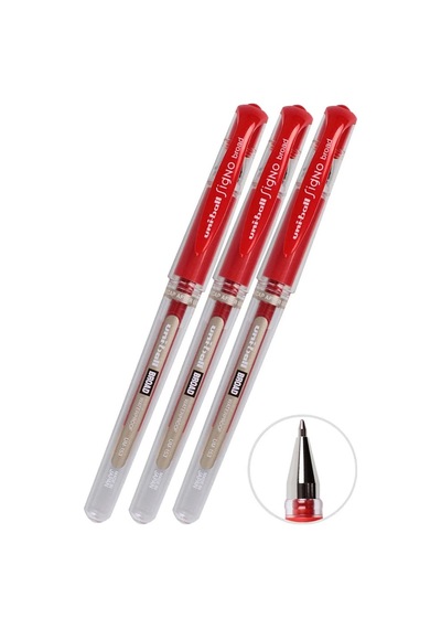 Kırmızı İmza Kalemi 3 Adet Uniball Signo Broad1.0 Mm Roller Pilot Kalem Um-153 Roller Uçlu Likit Mürekkepli Pilot Kalem Kırmızı