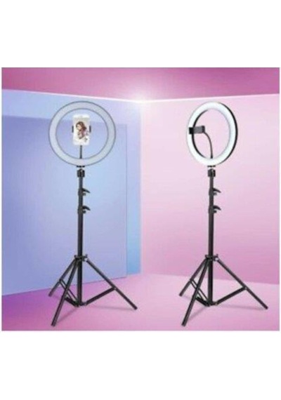 Selfie Led Işık 10Inç Youtube,Makyaj,Kuaför 26Cm-2M Stand Çok Renkli