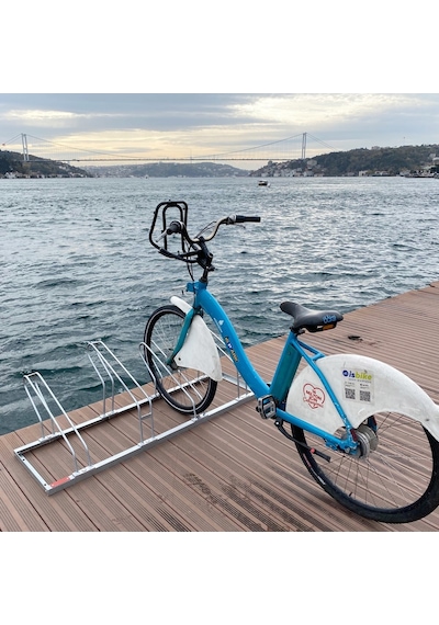 İleri Trafik Bisiklet Park Yeri Dörtlü Galvaniz Park Demiri Gümüş