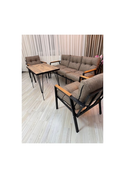 Houseart Açelya Balkon, Bahçe, Cafe - Salon - Metal Kanepe Koltuk Takımı 3+1+1 + Masa Kahverengi Houseart Açelya Balkon, Bahçe, Cafe - Salon - Metal Kanepe Koltuk Takımı 3+1+1 + Masa Kahverengi
