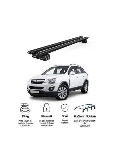 Pençe Opel Antara Suv 2007-2016 Uyumlu Siyah Ara Atkı Port Bagaj Tavan Barı