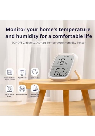 Sonoff Snzb-02d Zigbee Lcd Ekranlı Akıllı Sıcaklık Ve Nem Sensörü / Snzb-02d