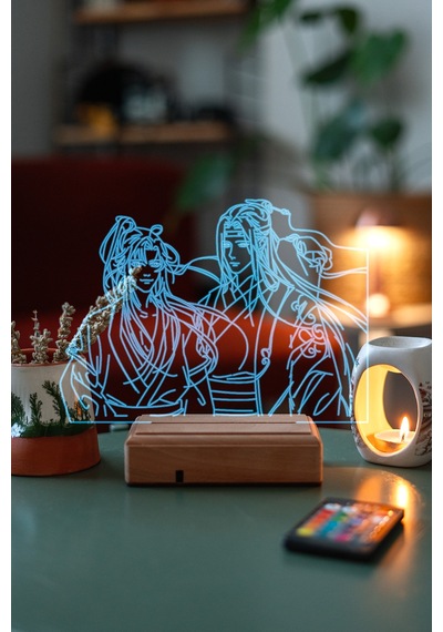 Lan Wangji And Wei Wuxian 16 Renk Kumandalı 3d Gece Lambası