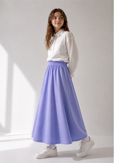 Angel&co. Girls Clothing Modest Uzun Kız Çocuk Mevsimlik Etek- Buz Lila - 791131271 Buz Lila