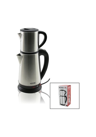 Çapa Makinesi Elektrikli Çay Makinesi Çaycı Set 1.8lt Su Isıtıcı Pls.+ 0.8lt Demlik Çelik Taban 1800w 360 Derece Gövde Hk-509