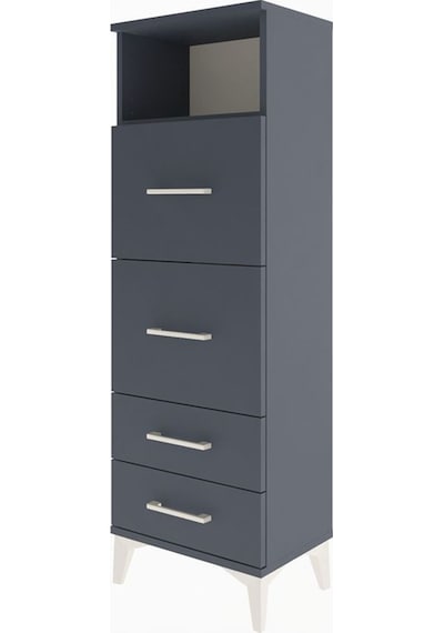 Arges Dolap 2 Raflı 4 Çekmeceli Tek Kapaklı 44x30x134 Antrasit-antrasit Antrasit