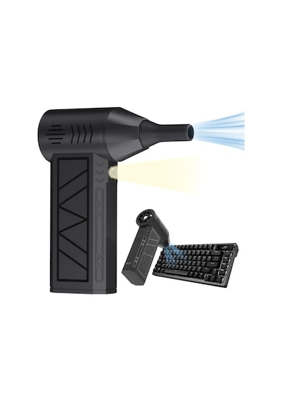 Turbo Fan Elektrikli Hava Kompresörü 90000 Rpm Üfleme Gücü, 3 Kademeli Güç Ayarı, 5000 Mah Şarjlı, Led Işıklı, Toz Püskürtme Ve Temizlik Cihazı, Taşınabilir Kompakt Üfleme Makinesi