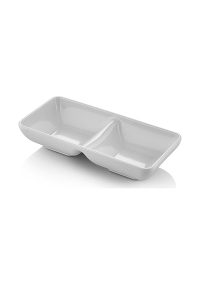 12 Adet Kırılmaz Melamin 2 Bölmeli Sosluk Ve Çerezlik 18 X 9 Cm - Beyaz Beyaz