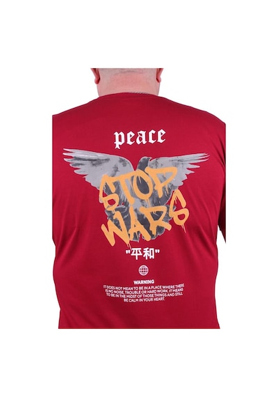 Starbattal Büyük Beden Sıfır Yaka Tişört Peace 23100 Bordo