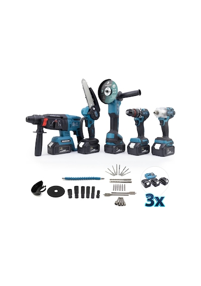 Chelikbei Beşli Set MK350 Budama Testeresi 13MM Çelik Mandren + Somun Sıkma + Şarjlı Spiral + Şarjlı Hilti
