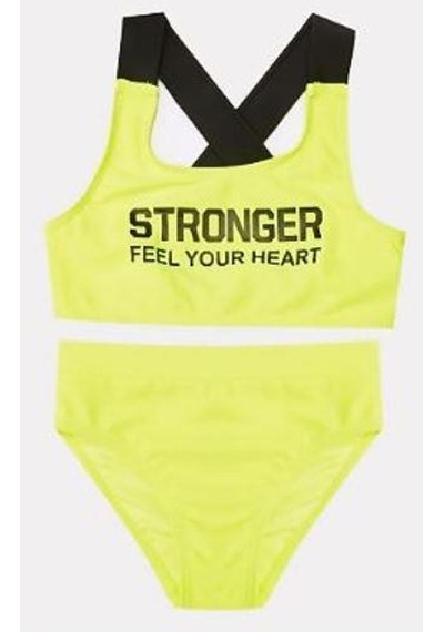 Deep Beach Yazı Baskılı Kız Çocuk Bikini Takım Db200773bt 001