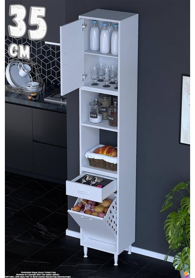 Belin 35 Cm Sepetli Çok Amaçlı Mutfak Kiler Dolabı Kapaklı Orta 2 Raflı Kahve Köşesi 35x226x32 Cm Beyaz Belin 35 Cm Sepetli Çok Amaçlı Mutfak Kiler Dolabı Kapaklı Orta 2 Raflı Kahve Köşesi 35x226x32 Cm Beyaz
