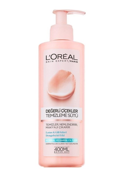 L'Oreal Paris Değerli Çiçekler Normal ve Karma Ciltler için Temizleme Sütü 400 ML
