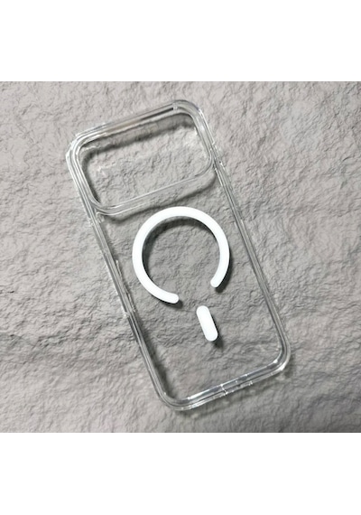 Apple Uyumlu iPhone 17 Pro Magsafe Kablosuz Şarj Özellikli Şeffaf Silikon Kılıf Şeffaf