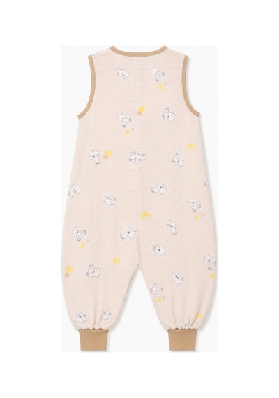 Babyhola Yazlık Müslin Çocuk Uyku Tulumu 1-8 Yaş Unisex Kısa Kollu %100 Pamuk 2703 Kahverengi