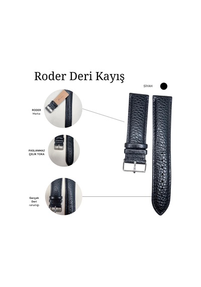 R4135s Roder Deri Kayış - Siyah - 22mm Şeffaf