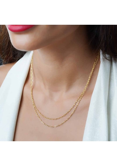 925 Ayar Papatya Silver Çift Zincir Kolye Rose,gold,rodaj Gümüş