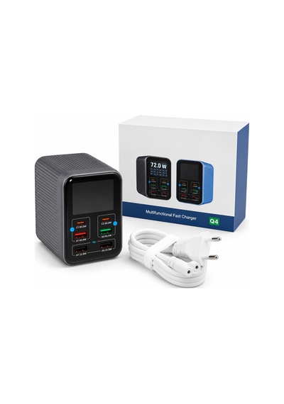 Q4 - Dijital Ekranlı Çoklu Hızlı Şarj Cihazı Pd + Qc Destekli - 65w