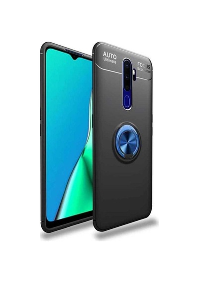 Oppo A9 2020 Kılıf Zore Ravel Silikon Kapak Siyah-Mavi