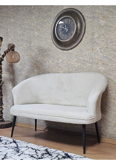 Zafir İkili Teddy Siyah Boyalı Sivriltme Ayak Çay Seti Koltuk İkili Berjer , Balkon, Salon, Ofis Krem