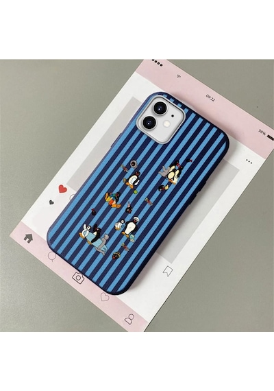 İphone 11 Uyumlu Mavi Deri Dokulu Silikon Kamerayı Korur Şok Emici Kılıf 3