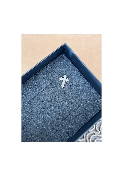 Taşlı Haç Piercing Gümüş