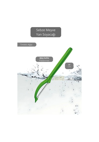 Meyve Soyacağı Paslanmaz Sebze Soyacağı Yan Soyacak Çelik Yeşil 17 Cm