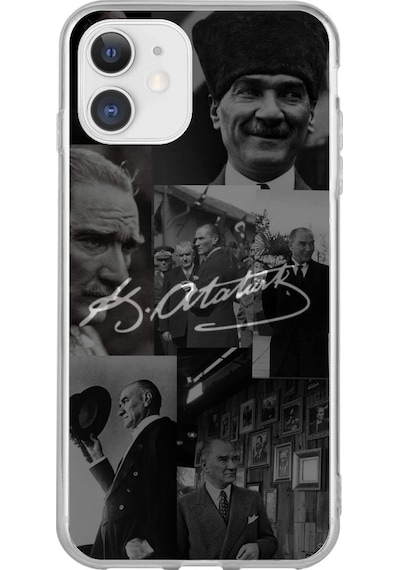 Apple Uyumlu iPhone 11 Kemal Atatürk İmza Baskılı Silikon Kılıf Renkli