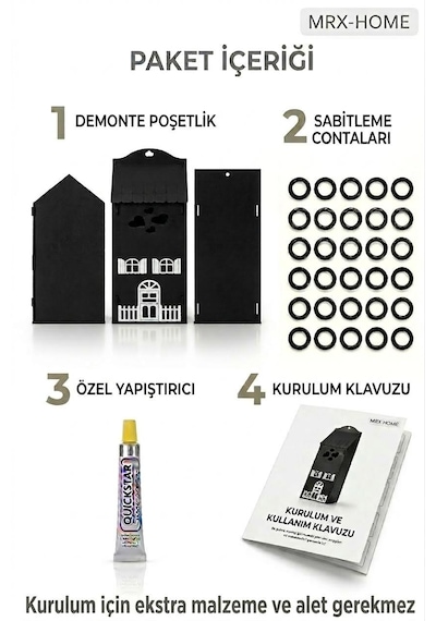 Mrx -home Dekoratif Poşetlik Duvara Asılabilir & Tezgah Üstü Mutfak Organizer Siyah