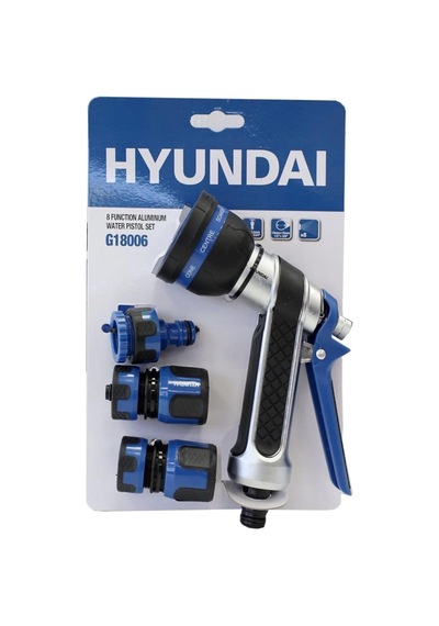 Hyundai G18006 Su Tabancası 8 Fonksiyonlu Alüminyum Adaptör Setli