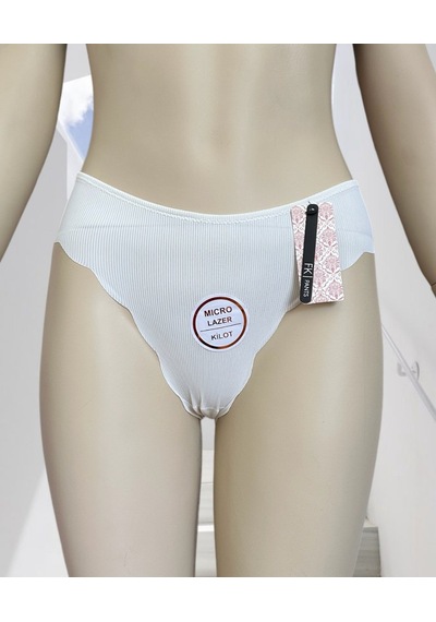 Mikro Lazer Kaşkorse Fitilli Kumaş Normal Bel Dikişsiz Slip/külot Ekru