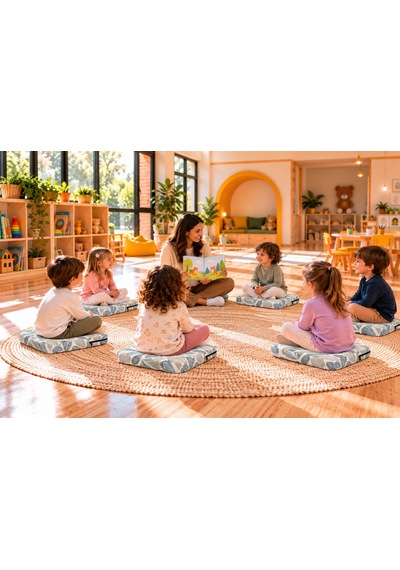 40x40x5 Cm Kare Minder - Sandalye Minderi - Kreş Anaokulu Oyun Aktivite Minderi - Bahçe Dekor Minderi Yeşil - Mavi